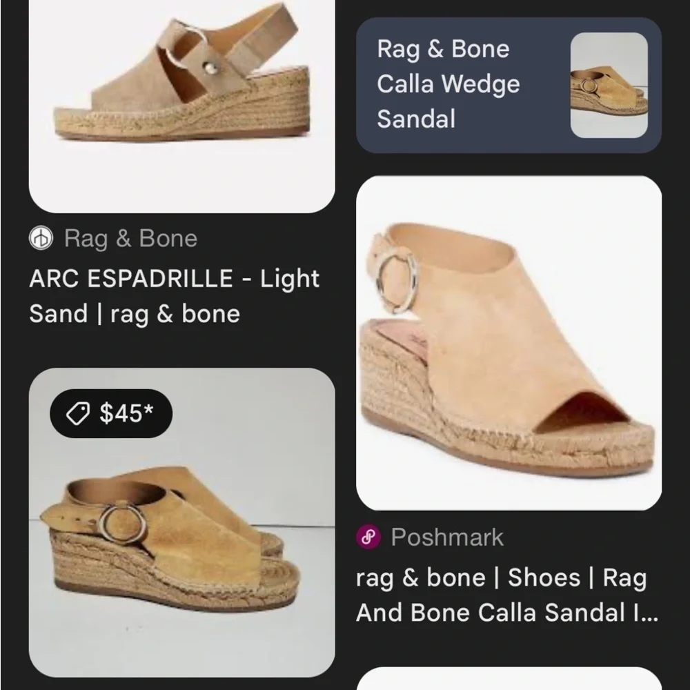 Rag & Bone Calla Beige Suede Wedge Espadrille Sandal